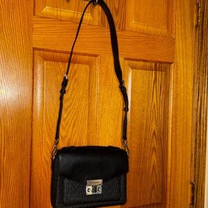Michael Kors Black Crossbody Bag with Silver Accents